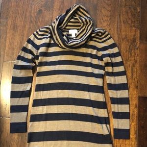LOFT striped wool blend cowl neck sweater dress